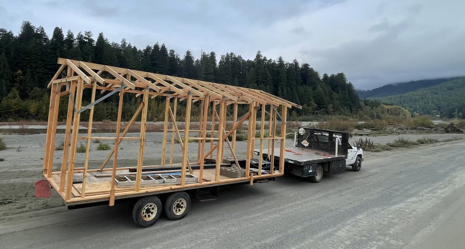 Framing the new stand on its trailer